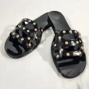 Vince Camuto Slide Sandals with Gold Accents